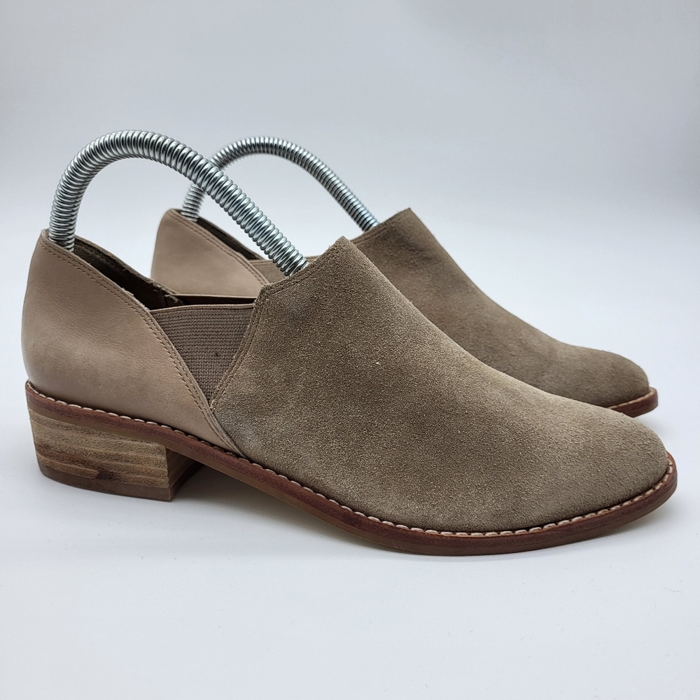 Aldo tan suede + leather slip on elasticized gores low heel western shoe Sz 7 - Picture 2 of 13